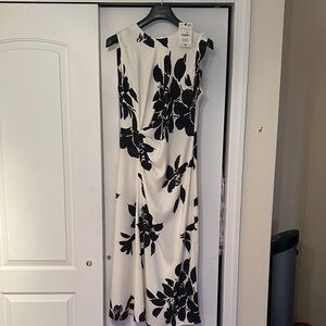 Zara Black and White Floral Midi Dress